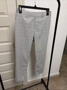 Uniqlo Light Gray Glen Plaid Slim Trousers